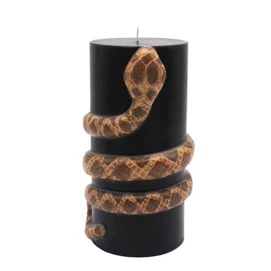 6" Black Pillar with Snake Wax Candle by Ashland® | Michaels